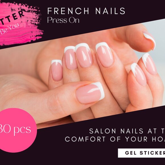 French Tip Squoval Press On Nails 2 Pack - Picture 4 of 5